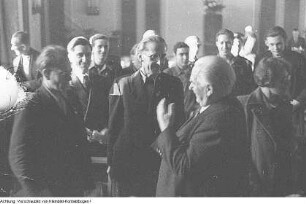Dresden. Wilhelm Pieck, Präsident der DDR, in Dresden bei der Landesregierung Sachsen, November 1949