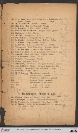 D. Radirungen, Stiche u. dgl. (Nr. 290 - 326)