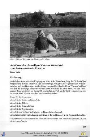 Ansichten des ehemaligen Klosters Wonnental - eine Dokumentation des Erinnerns