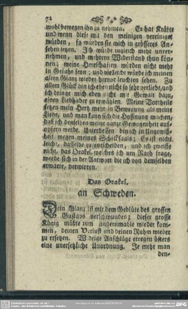 Das Orakel an Schweden