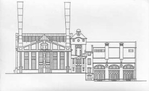 Kesselhaus eines Kraftwerkes, Schema : Technikgeschichte | Maschinenbau | Kraftmaschinen | Dampfkesselalagen, Feuerungen