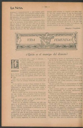 Vida femenina : ¿Quién es el enemigo del divorcio?