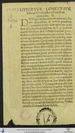 Gybertus Longolius Iosto ac Christophoro Fratribus germanis.