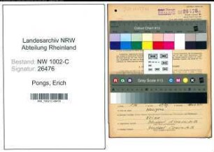 Entnazifizierung Erich Pongs, geb. 02.08.1911 (Kaufmann)