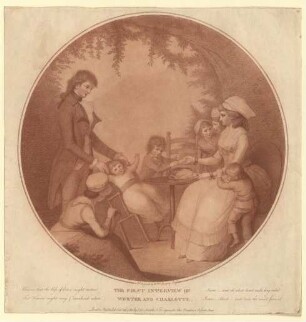 "The first Interview of Werter and Charlotte". Werther holt Lotte zum Ball ab