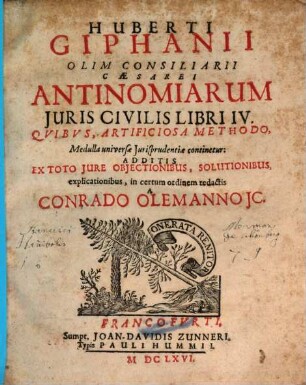 Antinomiarum iuris civilis ... libri IV