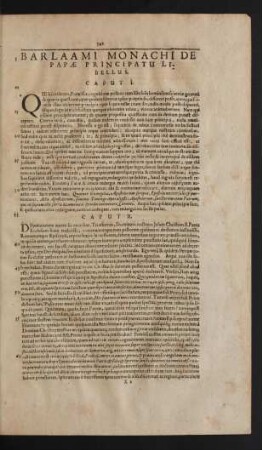 Barlaami Monachi De Papae Principatu Libellus.