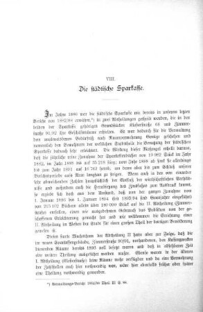 VIII. Die städtische Sparkasse