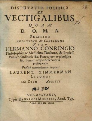 Disputatio politica de vectigalibus