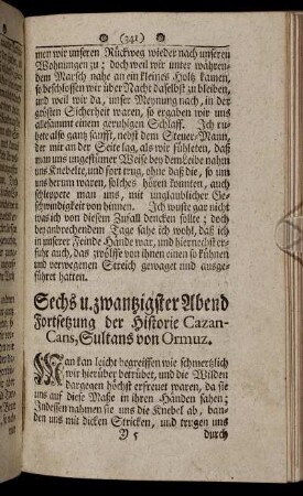 Sechs u. zwantzigster Abend. - Neun u. zwantzigster Abend.