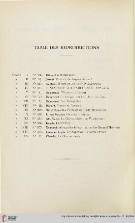 Table des reproductions