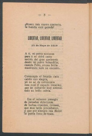 Libertad, libertad, libertad : 25 de mayo de 1810