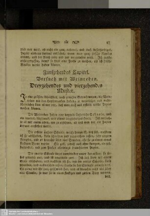 Fünfzehendes Kapitel. Versuch mit Weinreben. Dreyzehendes und vierzehendes Muster.