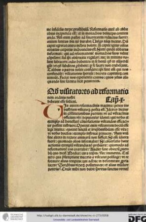 Quod visitatores ad reformationem ordinis nostri debeant esse solliciti. Capitulum x.