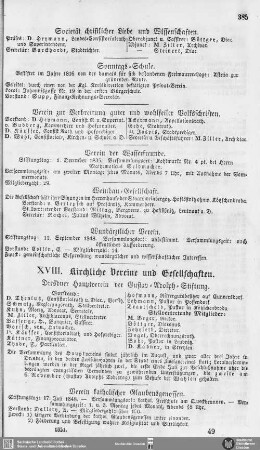 XVIII. Kirchliche Vereine und Gesellschaften