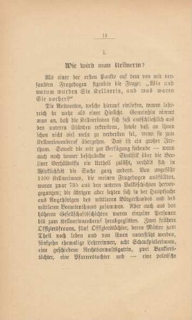 I. Wie wird man Kellnerin?