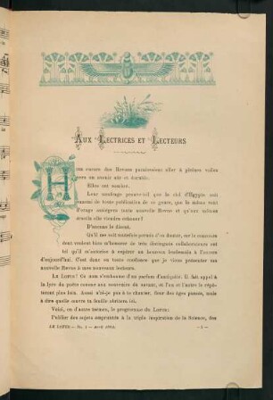 1-60, No. 1 - Avril 1901