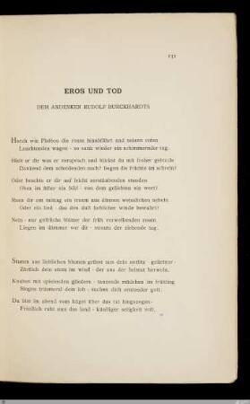 Eros und Tod : dem Andenken Rudolf Burckhardts / Robert Boehringer