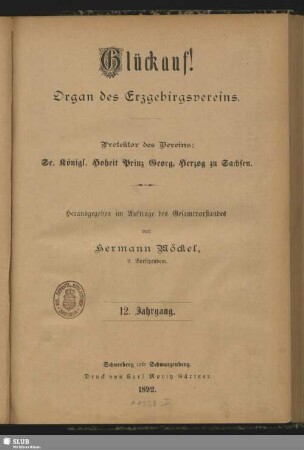 12.1892: Glückauf : Zeitschrift des Erzgebirgsvereins