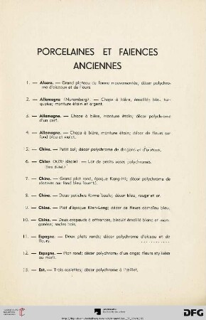 Porcelaines et faiences anciennes (Nr. 1-36)