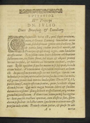 Epitaphios Illustrissimo Principi Dn. Iulio Duci Brunsvig. Et Lunaeburg.
