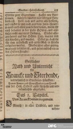 Das I. Capitel. Von Kranckheiten insgemein.