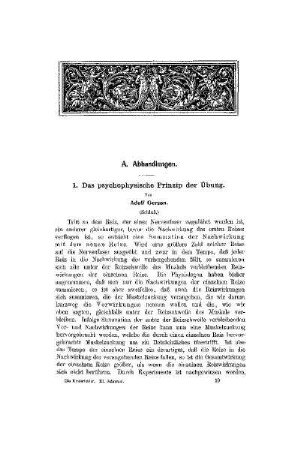 Das psychophysische Prinzip der Übung : (Schluß)