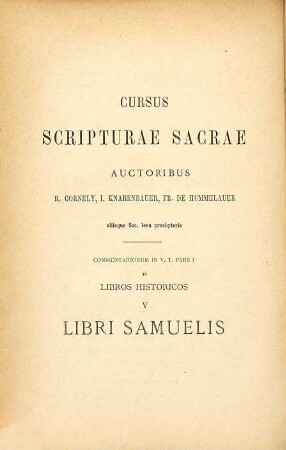 Commentarius in libros Samuelis seu I et II Regum
