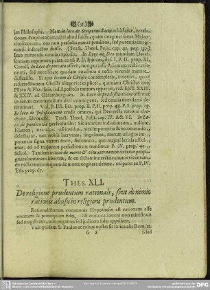 Thes. XLI. De religione prudentum rationali, sive de nimio rationis abusu in religione prudentum