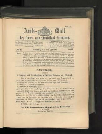 No. 17, 25. Januar 1916