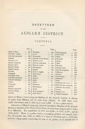 Gazetteer of the Aligarh District
