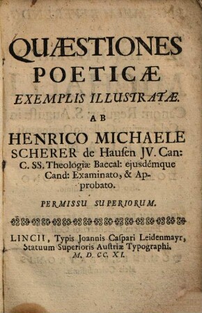Quaestiones Poeticae Exemplis Illustratae