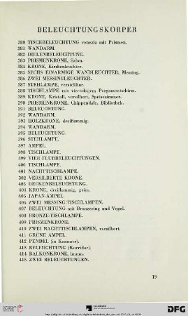 Beleuchtungskörper (Nr. 380-415)