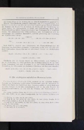 VI. Die wichtigsten natürlichen Monosaccharide.