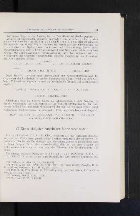 VI. Die wichtigsten natürlichen Monosaccharide.