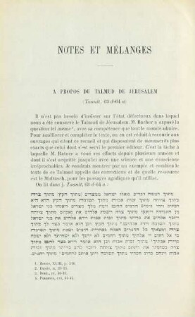 Notes et mélanges