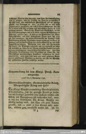 2. Klaganmeldung bei dem Königl. Preuß. Kammergericht