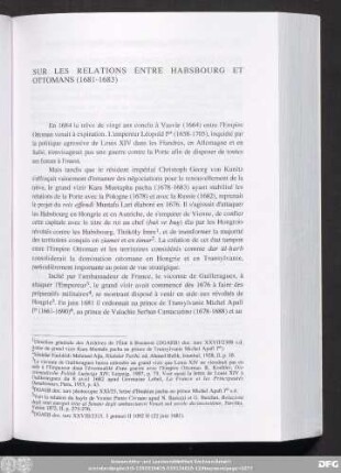 Sur Les Relations Entre Habsbourg Et Ottomans (1681-1683)