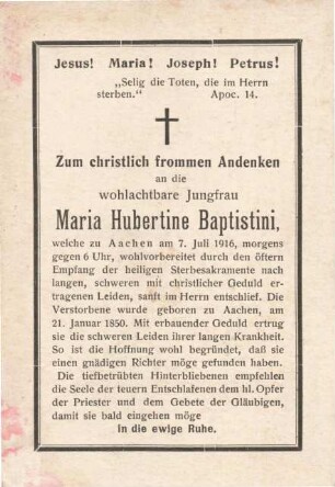 Baptistini, Maria Hubertine
