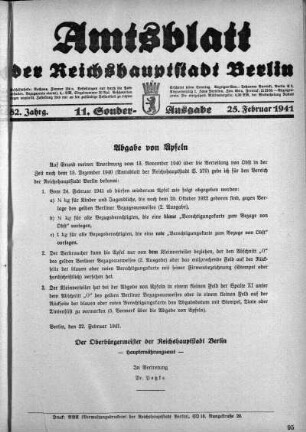 11. Sonderausgabe, 25. Februar 1941