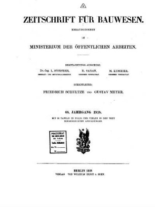 68.1918: Zeitschrift für Bauwesen
