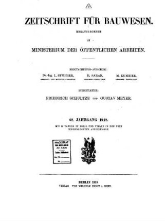68.1918: Zeitschrift für Bauwesen