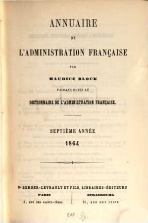 Annuaire de l'administration française, 7. 1864