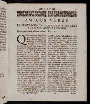 1-13, 1. Panegyricus in honorem S. Angeli Tutelaris, dictus Perusiae.