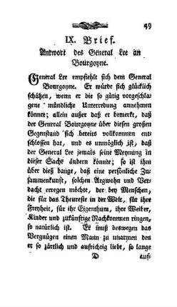IX. Brief - Antwort des Gen. Lee an Bourgoyne