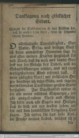 Danksagung nach glücklicher Geburt