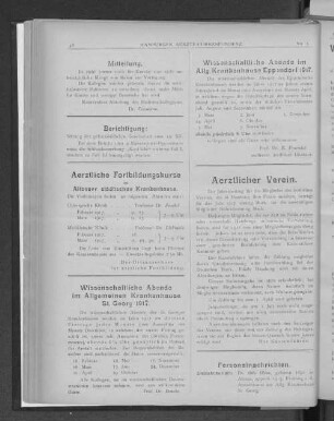 Aerztliche Fortbildungskurse.