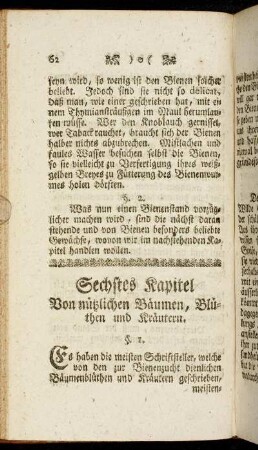 Sechstes Kapitel Von nützlichen Bäumen, Blüthen und Kräutern.