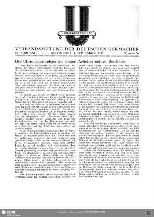 Der Uhrmachermeister als erster Arbeiter seines Betriebes
