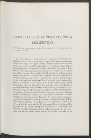 La biblia desde el punto de vista lingüístico : (Conferencia pronunciada en la Universidad de La Habana el 2 de Abril de 1910)